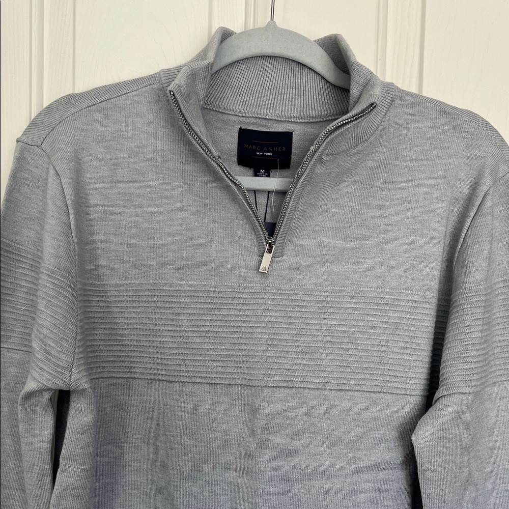 Men's Light Gray Zip-Up Sweater by - Picture 8 of 8